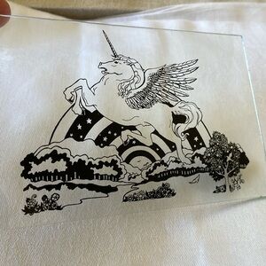 Fantasy whimsical style stained glass display part window panel 6” x 4” Gigi 78